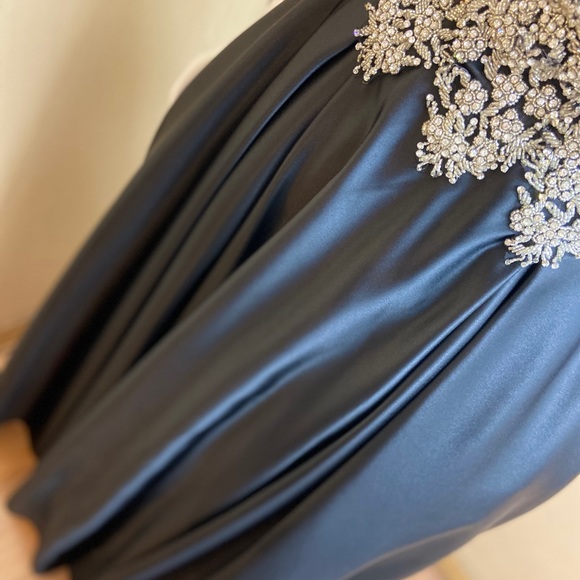 Hand beaded strapless black gown - Picture 7 of 10